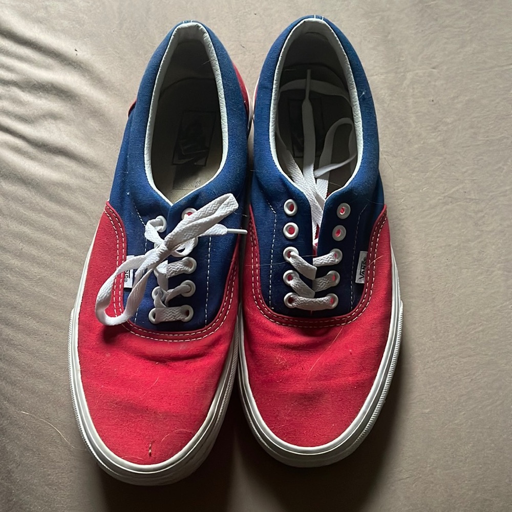 Men’s Color Block Low Pro Vans (Red and Blue) Red Checkers Size 10